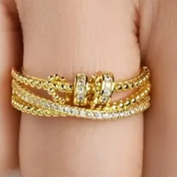 Gold - Sensory, Fidget, Spinner, or Worry Ring - Open Back for Adjust Sizing - Picture 4 of 4